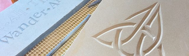 Simple Celtic knot carved during half-day stone carving introduction in Yorkshire